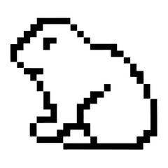 Poster - A pixelated frog in retro game style 
