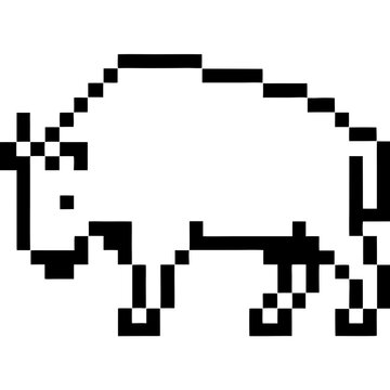pixelated drawing of a bison in a simple, blocky style, reminiscent of vintage computer graphics