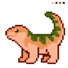 Poster - A pixelated dinosaur in a vibrant, unique style. This image showcases a charming creature, designed with simple shapes and bold colors