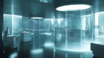 Poster - A futuristic physics research facility with digital models of the interactions between gravitational and electromagnetic forces