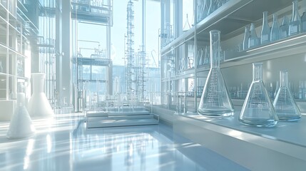 Poster - A high-tech chemistry lab with real-time data analysis for optimizing chemical reactions and synthesis processes