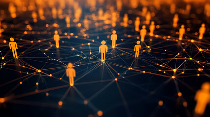 Social Network with Orange Human Icons