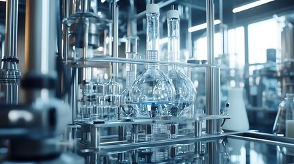 Poster - A high-tech chemistry lab with holographic tools for studying the mechanisms of chemical catalysis