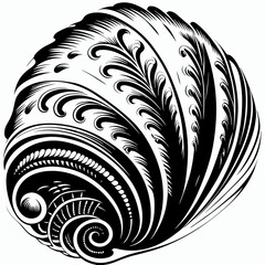 Poster - an intricate illustration of a beautifully detailed seashell, showcasing complex patterns and designs