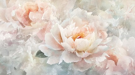 Poster - Delicate flowers bloom in soft pastel colors, forming a tranquil and artistic composition. The intricate details and gentle shades evoke a sense of calm and beauty in any space