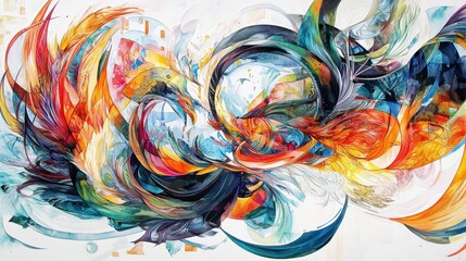Poster - Artists expression depicted through dynamic swirling patterns and an array of colors, creating an engaging display of movement and emotion in a contemporary setting