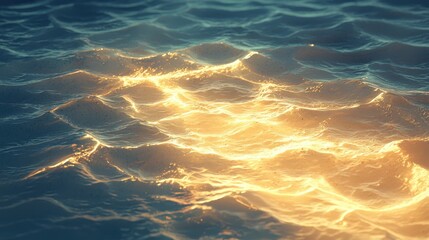 Wall Mural - Gentle ocean waves shimmer under the warm glow of the setting sun in a tranquil seaside environment, creating a picturesque view perfect for relaxation