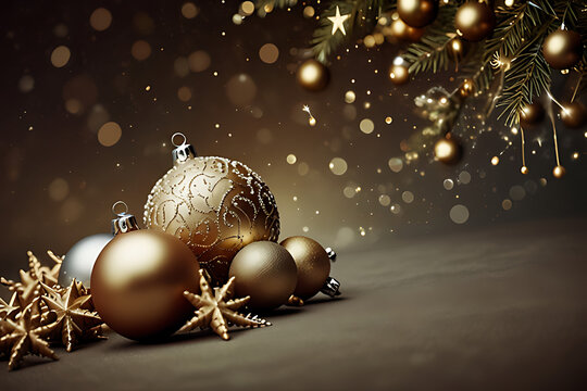 christmas background with golden balls
