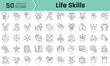 © xoawPic - Set of life skills icons. Line art style icons bundle. vector illustration