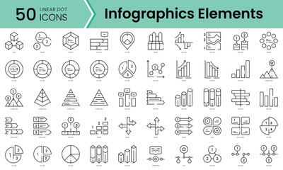 Fototapete - Set of infographic elements icons. Line art style icons bundle. vector illustration