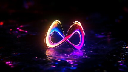 Poster - Sleek Holographic Symbol Radiating in the Dark

