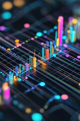 Aufkleber - Vivid illustration of financial analytics with colorful graphs