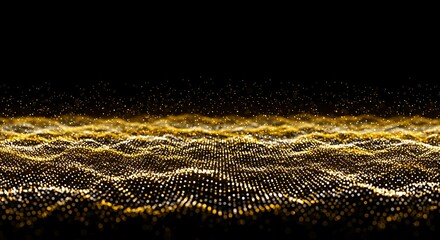Aufkleber - Golden Dots Wavy Lines Flowing Abstract Motion Graphics Digital Render