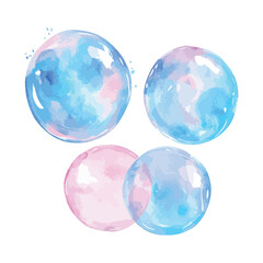 Poster - Four different colored bubbles. One is blue and pink, the other is blue and white, the third is blue.