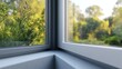 © Afsana - 3D Rendering of an Open White Plastic Double-Glazed Window with a Modern Frame and Blurred Landscape View
