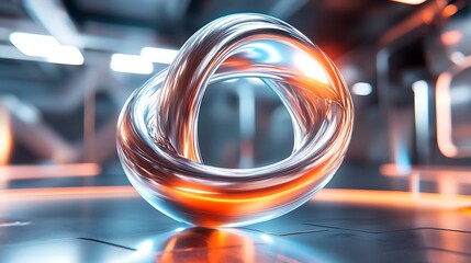 Poster - Digital Grid Illuminating a Rotating Holographic Logo with Smooth Motion






