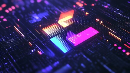 Poster - Futuristic Holographic Logo Rotating Against a Sleek Dark Backdrop
