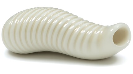 Poster - Glossy ivory curved structure with segmented texture and open end design