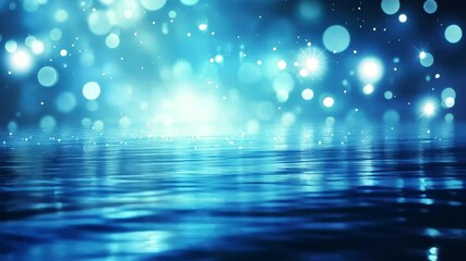 Poster - Sparkling blue water surface reflects shimmering light in a tranquil environment, Shiny blue water surface background, sparkles on the water, ripples and glares of sunlight