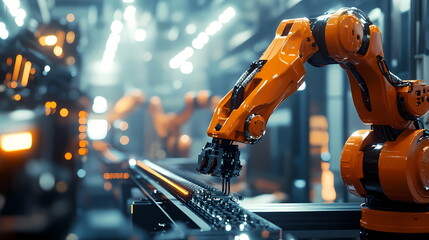 Aufkleber - robotic arms working on assembly line in modern factory