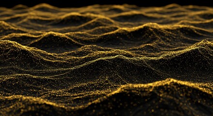 Aufkleber - Golden Particle Waves Shimmering on Dark Background Digital Abstract Flow High Resolution