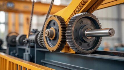 Aufkleber - Mechanical gears are rotating smoothly, transferring power and motion within a complex industrial machine, showcasing precision engineering and industrial processes