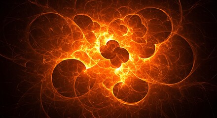 Aufkleber - Abstract Fractal Glowing Orange Swirls Dynamic Energy Pattern High Resolution