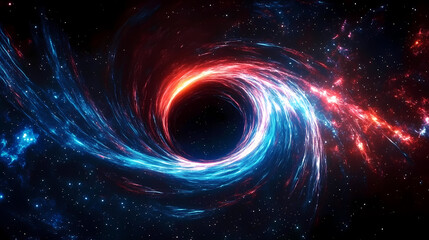 Wall Mural - Black hole surrounded by glowing light and nebula