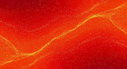 Aufkleber - Golden Particle Stream Flowing Red Orange Gradient Abstract Background Dynamic Elegant Design