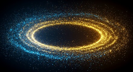 Aufkleber - Luminous Particle Ring Swirling in Dark Space Digital Abstract Backdrop