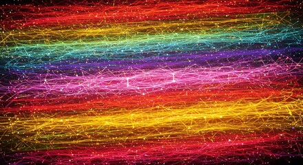 Aufkleber - Rainbow Light Trails Flowing Cosmic Energy Abstract Sparkle Background