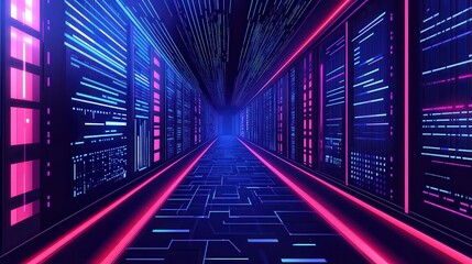 Wall Mural - futuristic data center illustration depicting digital technology and server rooms