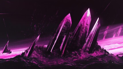 Wall Mural - Abstract image featuring large crystal formations on a textured surface