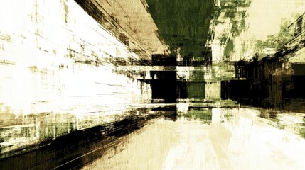 Wall Mural - abstract perspective drawing showing angular shapes and varied tones of color