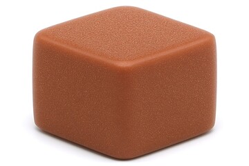 Poster - Terra-Cotta Cube with Rounded Edges and Textured Surface Isolated on White