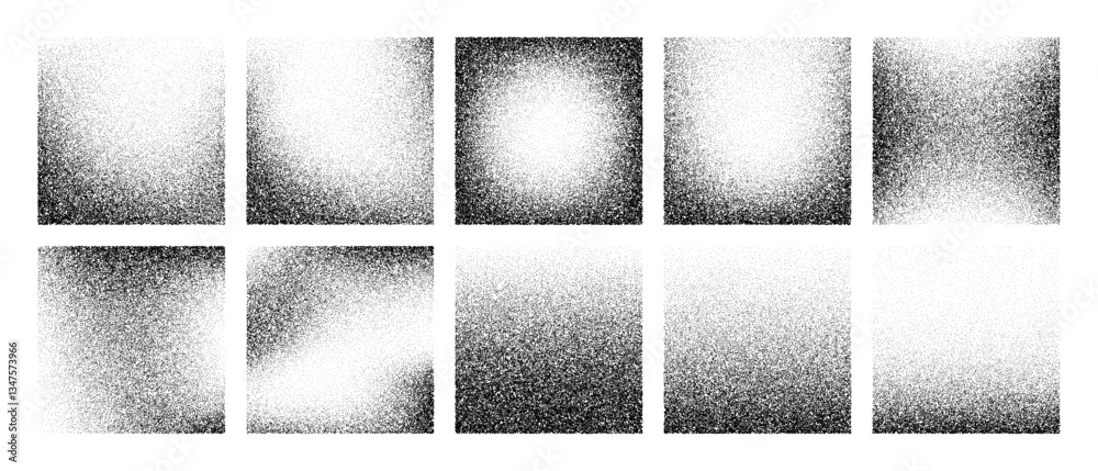 Grain Texture Square Grainy noise square vector set. Dot grain texture squares. Spray ...