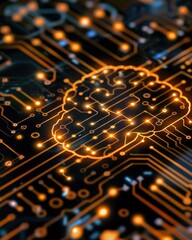 Poster - Illuminated Brain Circuitry Artificial Intelligence Neural Network Technology Concept