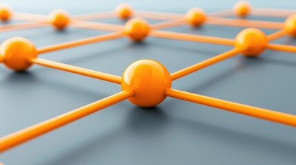 Poster - Abstract Network Connection Orange Spheres Linked by Lines Global Communication Technology Concept