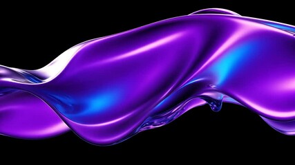 Poster - Purple liquid flowing, abstract art, black background, design element
