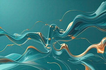 Poster - Serene Teal Background with Fluid Technology Network in Engaging Illustration