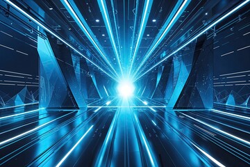Poster - Radiant Cyan Abstract Backdrop Illustration for Futuristic Business Communication