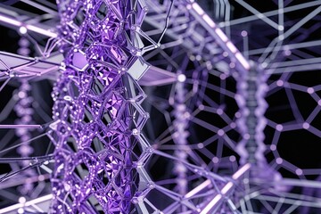 Poster - Elegant Lavender Imagery with Intricate Technology Mesh and Connectivity Design