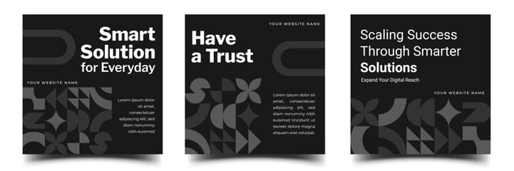 Wall Mural - set of editable square banner template. quote banner with geometric shape decoration. usable for soc