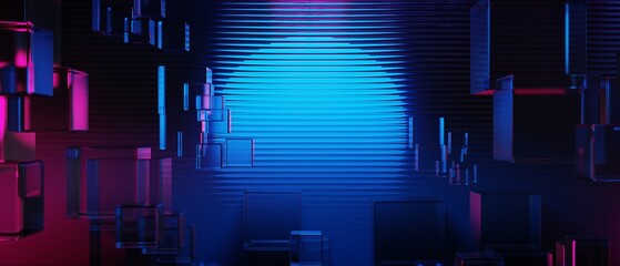 Wall Mural - 3d illustration rendering of y2k 2000s gamer technology futuristic fantasy metaverse cyberpunk sci-f
