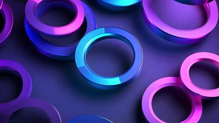 Poster - Purple and blue rings, abstract background, 3D render, design