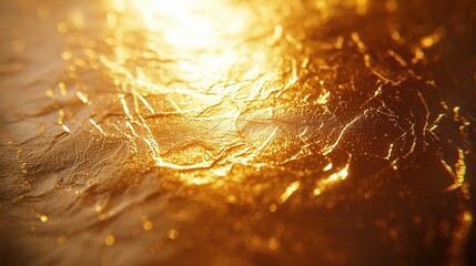 Poster - Golden textured surface reflecting light creates a warm ambience and an illusion of rippling waves at dusk