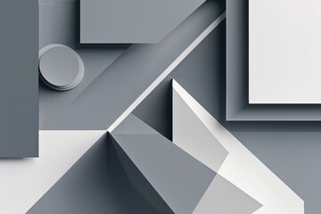 Poster - Modern Abstract Grey and White Background with Geometric Shapes and Shadows