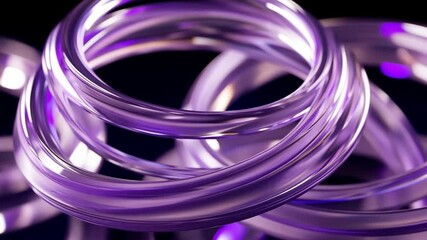 Poster - Purple glass rings swirl, dark background, abstract art, website design