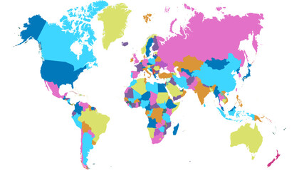  World map. Color modern vector map. Silhouette map