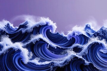 Poster - Vibrant Indigo Waves on Lavender Background for Business Communication and Connectivity Abstract Design